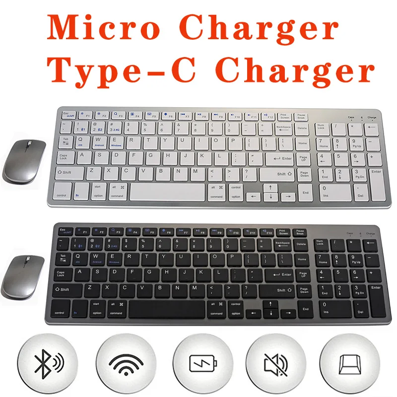 Type-C Charger Micro Charger Ultra Slim Wireless Bluetooth Keyboard for Mac OS/iOS/iPad OS Rechargeable Key Board for MacBook