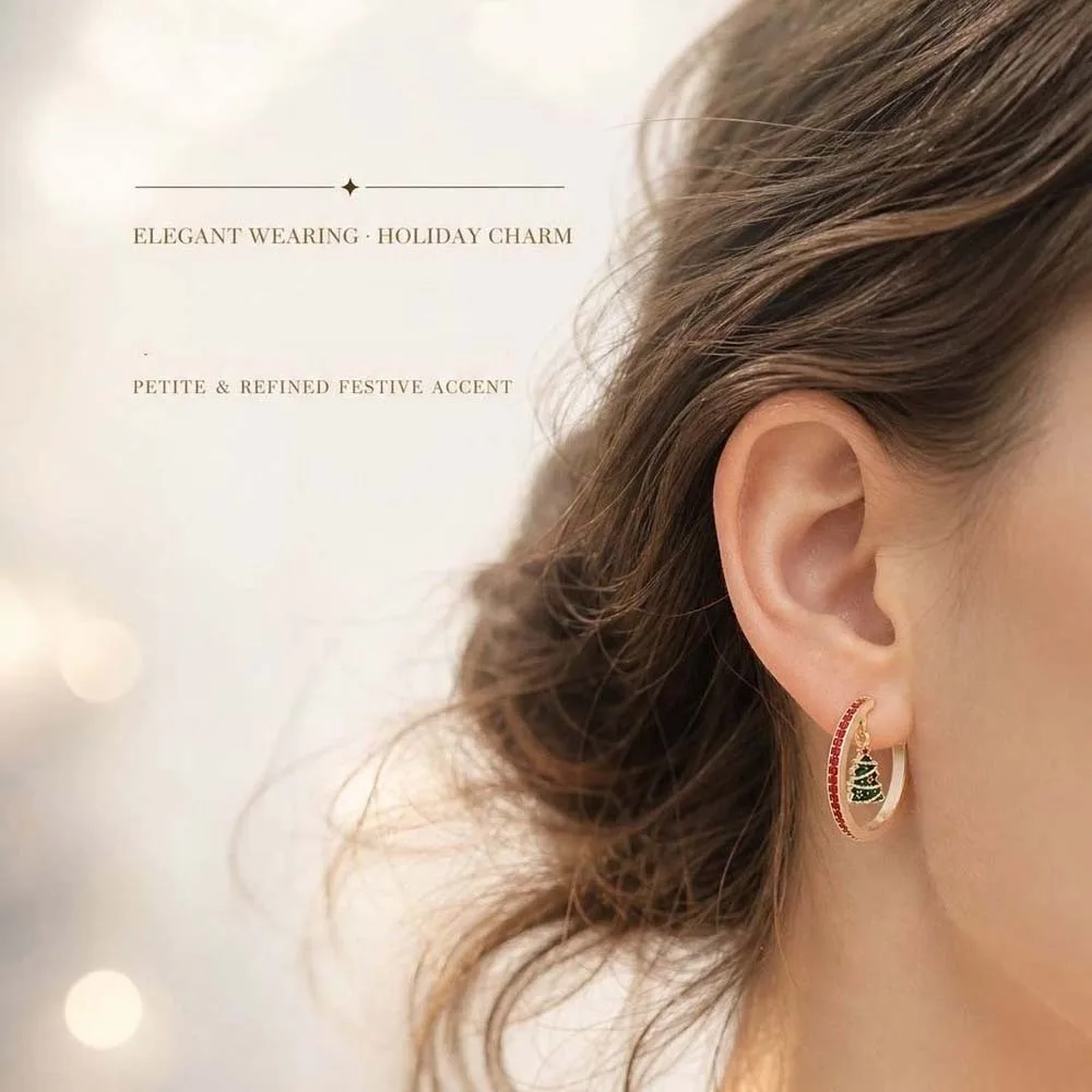 Luxury Style Christmas C Earrings Gorgeous Appearance Exquisite Xmas Tree Studs Durable Alloy Lightweight