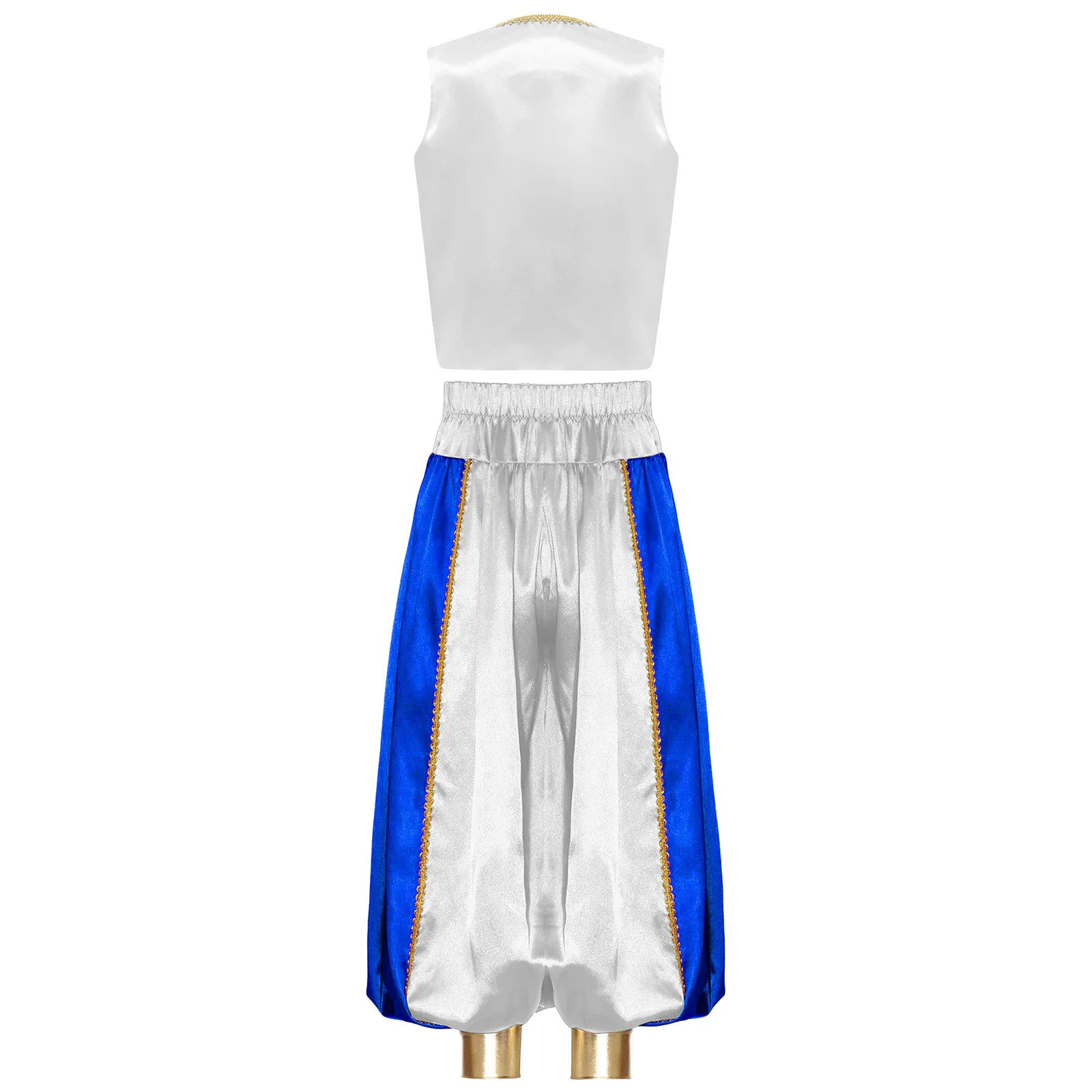 

Kids Boys Arabian Prince Outfits Waistcoat Vest with Bloomers Holiday Belly Dance Pants Set Childs Arab Role-playing Pants Suits