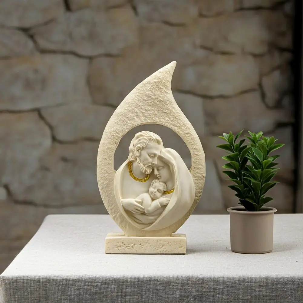 Holy Family Figurine Home Decor Modern Hollow Water Drop Family Figurine Western Style Holy Family Resin Statue for Home