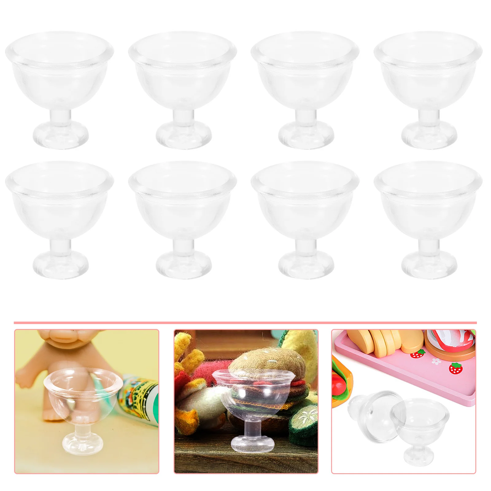 

12Pcs Mini Water Cup Delicate Plastic Ice Cream Cup Models for Mini House Decorations Kitchen Dining Room Scene Props Realistic