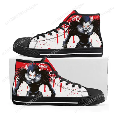 Demon Ryuk Horror Death Note 하이탑 스니커즈 남녀공용, 하이 퀄리티 캔버스 운동화, 캐주얼 커플 신발, 맞춤형 신발
