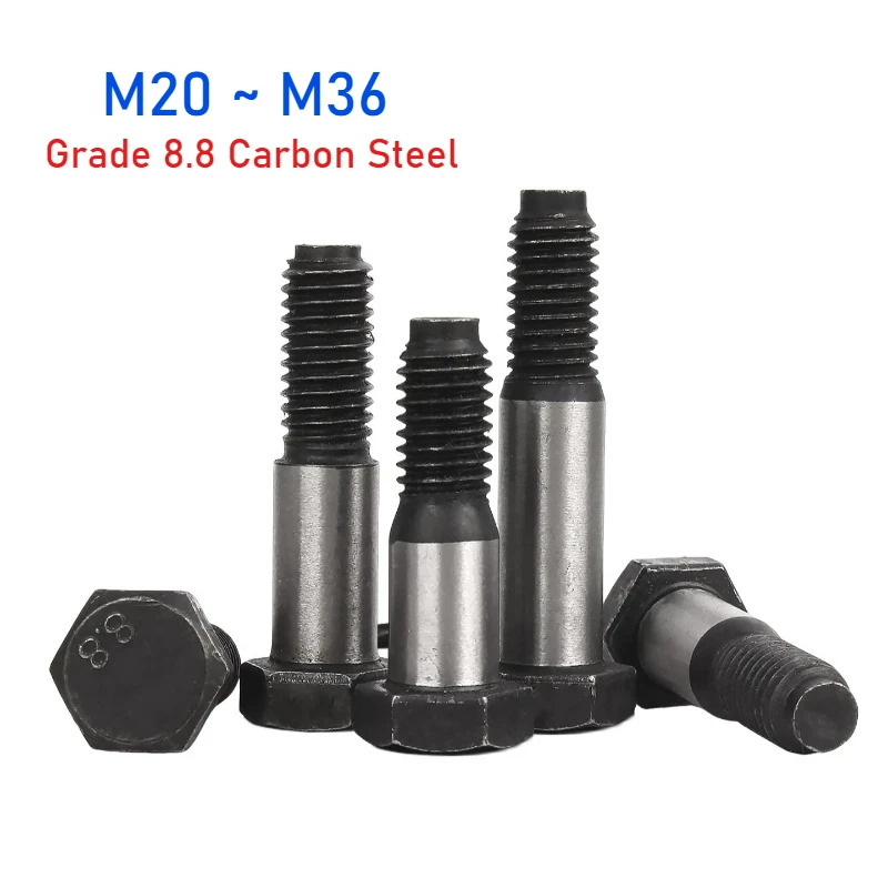 peijian-black-grade-88-carbon-steel-hex-hexagon-locating-plug-screw-m20-m22-m24-m27-m30-m36-hinge-mounted-bolt-length-45~180mm