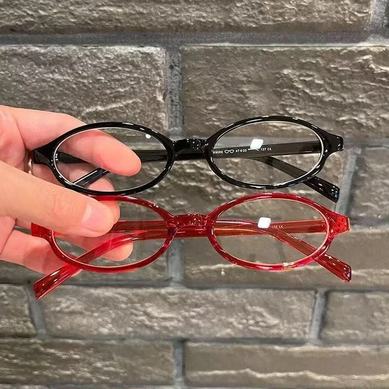 New Small Oval Frame Glasses Women Retro Harajuku Eyeglasses Clear Reading Spectacle Blue Light Blocking Eyewears