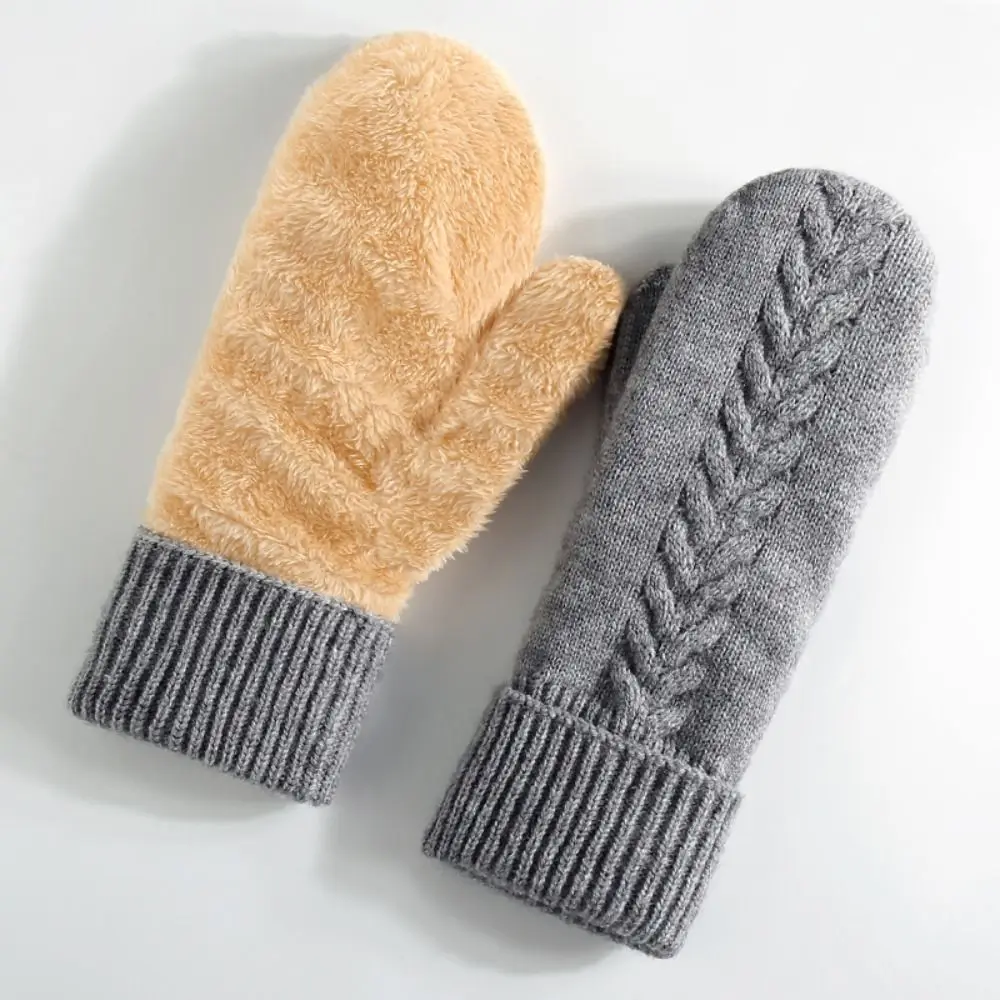 الراحة تناسب طبقة مزدوجة سميكة قفازات محبوكة بلون الداخلية غطاء دافئ قفازات لينة جميع أصابع قفازات الاستخدام في الهواء الطلق