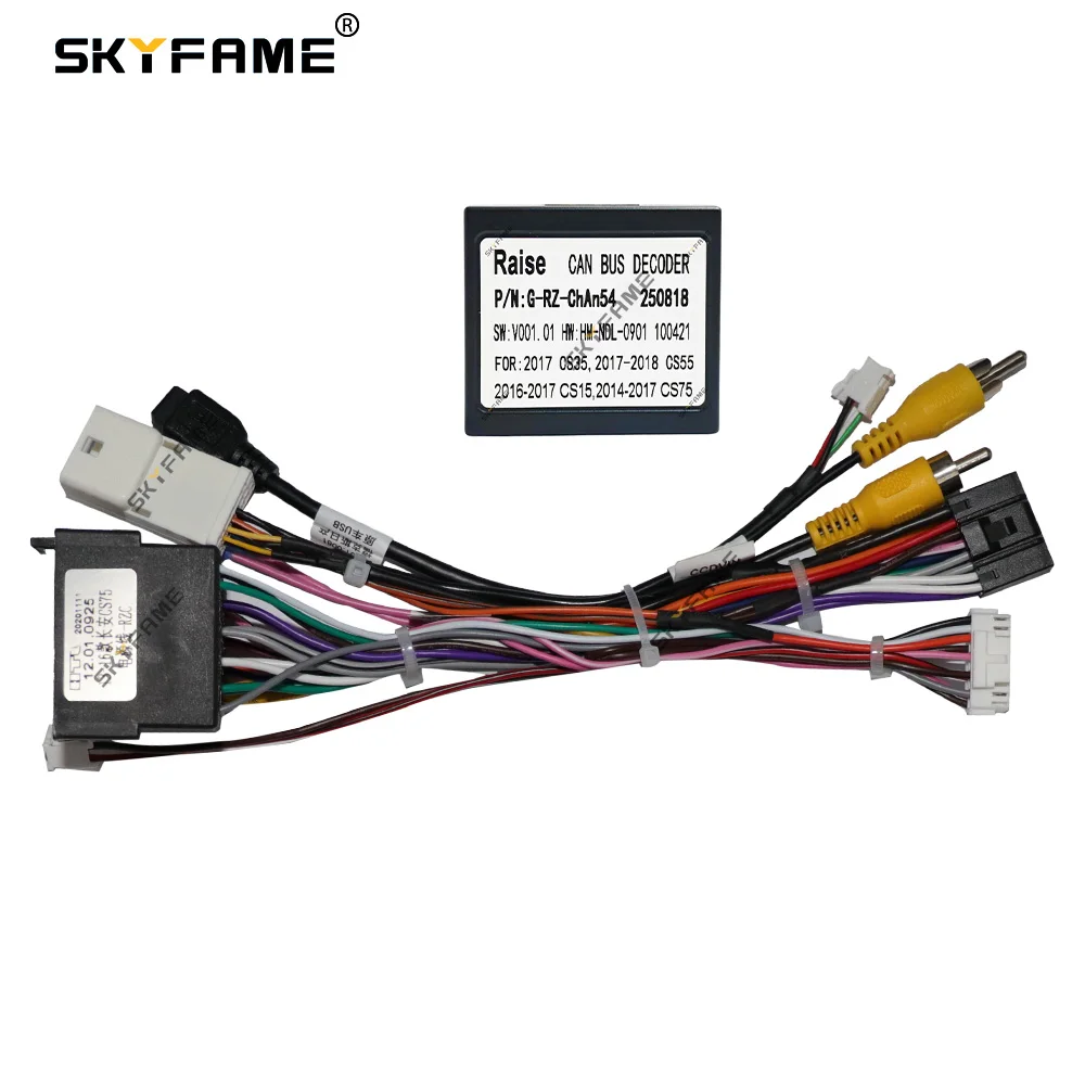 SKYFAME Car 16pin Wiring Harness Adapter Canbus Box Decoder Android Radio Power Cable For Changan Chana CS75 ChAn-RZ-04