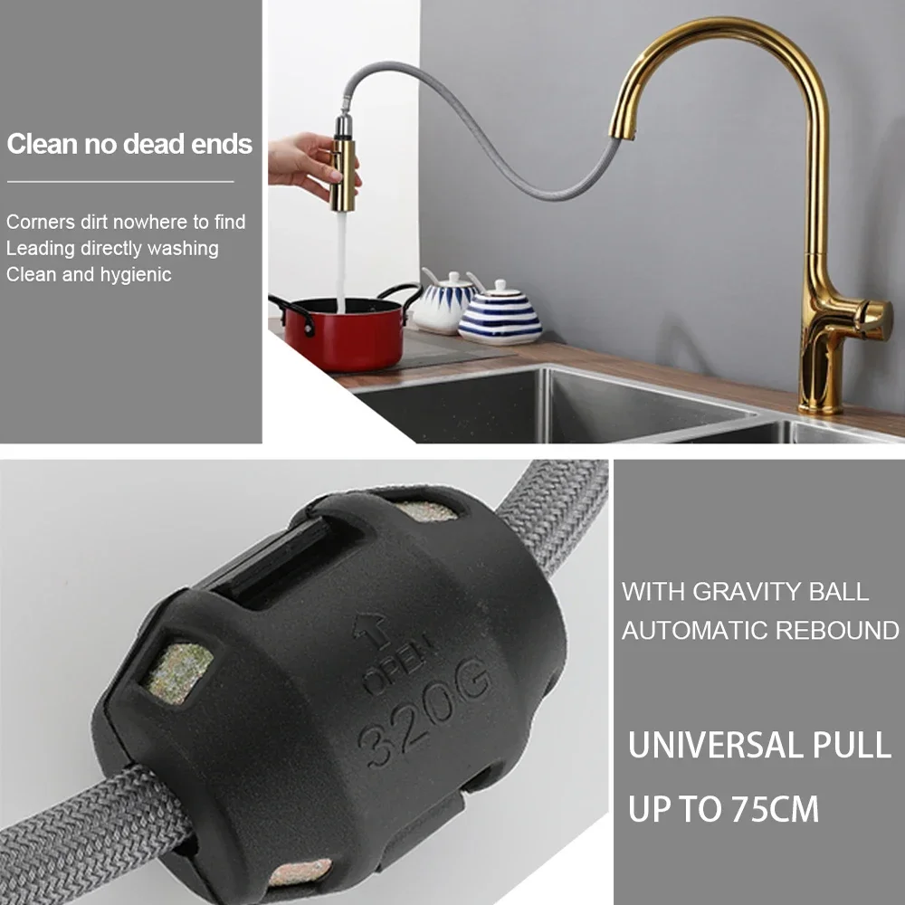 Bagnolux Titanium Black Brushed Deck Mounted Kitchen Faucet Two Function Single Handle Pull Out Mixer Hot and Cold Water Taps view 6