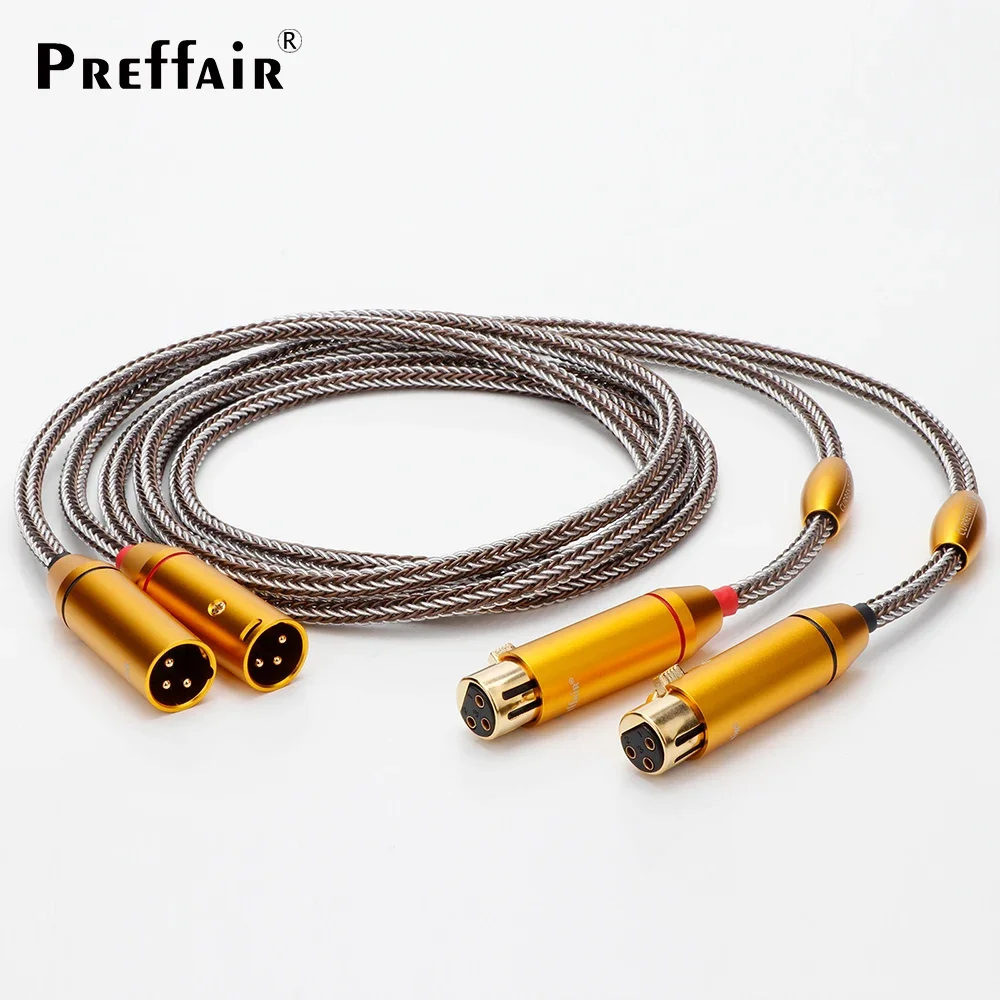 Preffair 3Pin XLR M-F Balanced Cable 16Cores OCC Copper & Silver Plated Conductor X459XR1819 for CDS, Microphones, AMP( 1Pair )