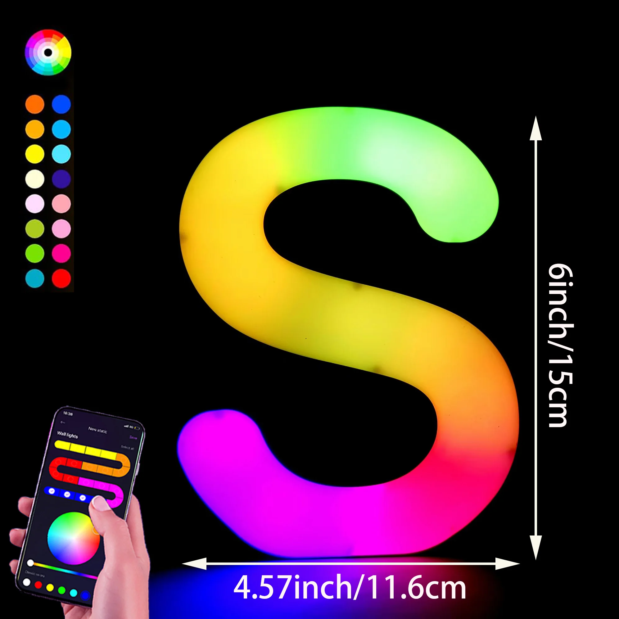1PC Smart LED Letter Light - DIY RGB Marquee App Controle Muziek Sync Indoor Sign Game Holiday Party Bruiloft Afstuderen Seizoen A-Z