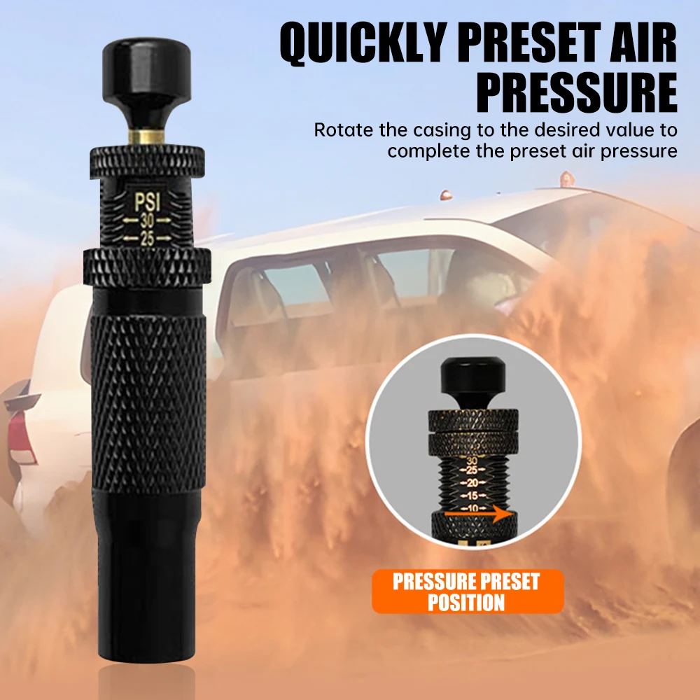 Nuovo kit valvola di sgonfiaggio pneumatici con arresto automatico regolabile Kit di strumenti di sgonfiaggio pneumatici avvitati Set per veicoli Moto fuoristrada 4x4