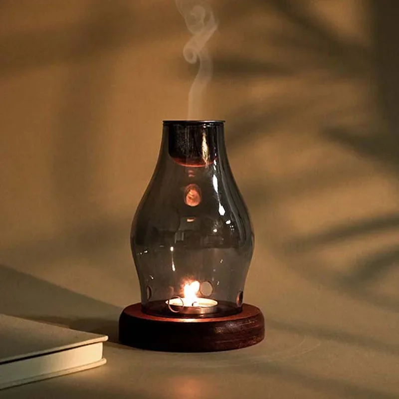 Japanese Style Glass Candle Holder Aromatherapy Lamp Retro Home Bedroom Fire-resistant Incense Burner
