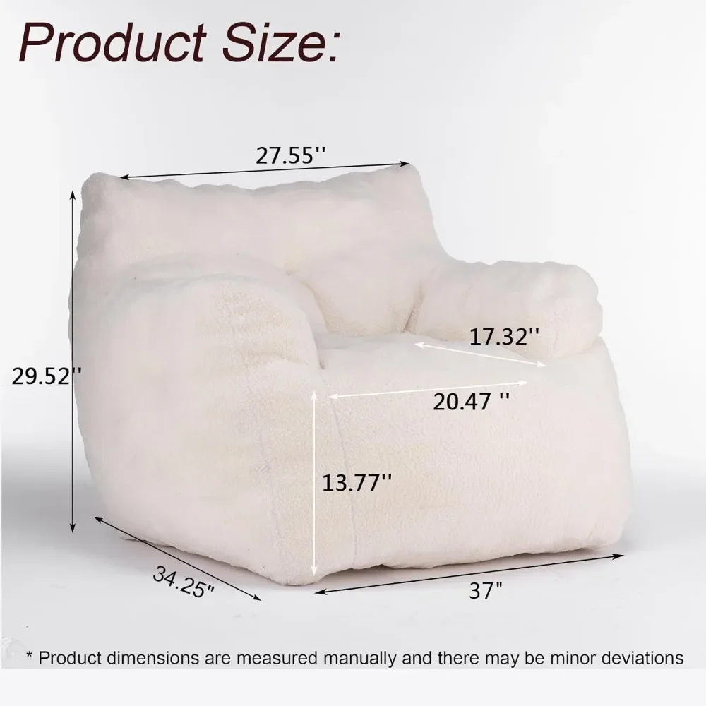 Sitzsack, flauschiger Füller, Wohnzimmer, weiß, Sitzsack.