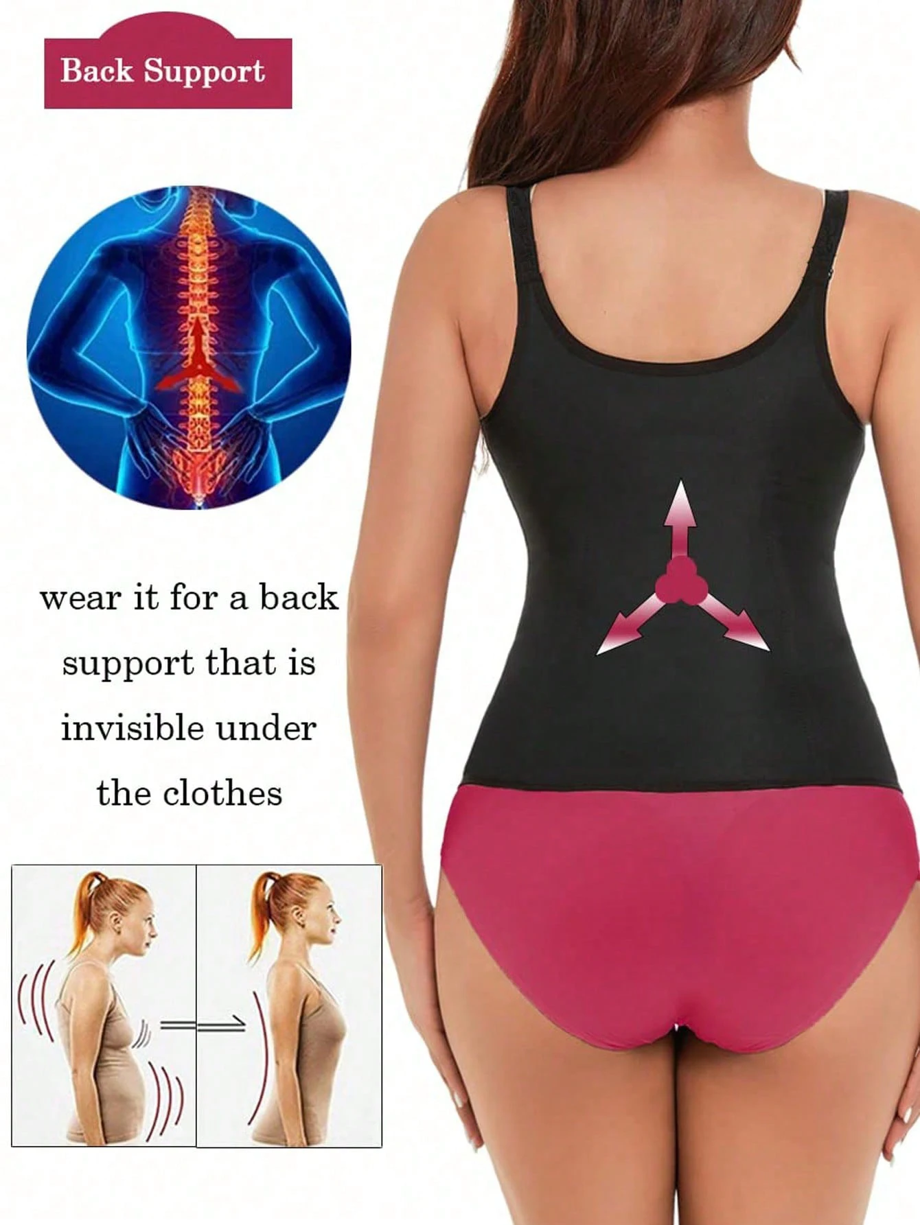 حزام تشكيل الخصر للنساء مع خطاف وعين وسحاب وتعزيز لشد الخصر والبطن - خصر اللياقة البدنية