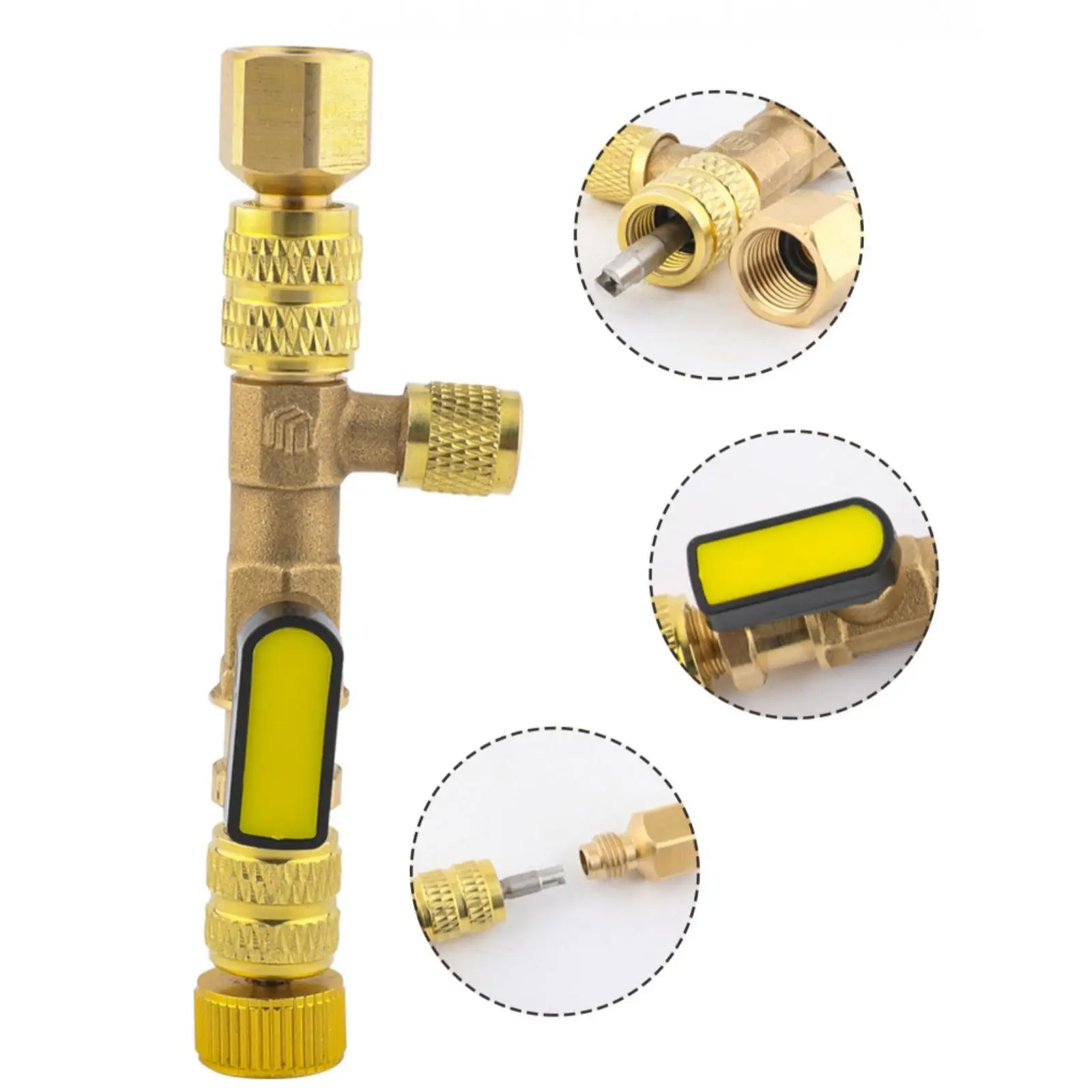 Connector Core Removal Tool Brass Connector Core Remover Installer Tool Knurled for Heating and Cooling Technicians, Mechanics,