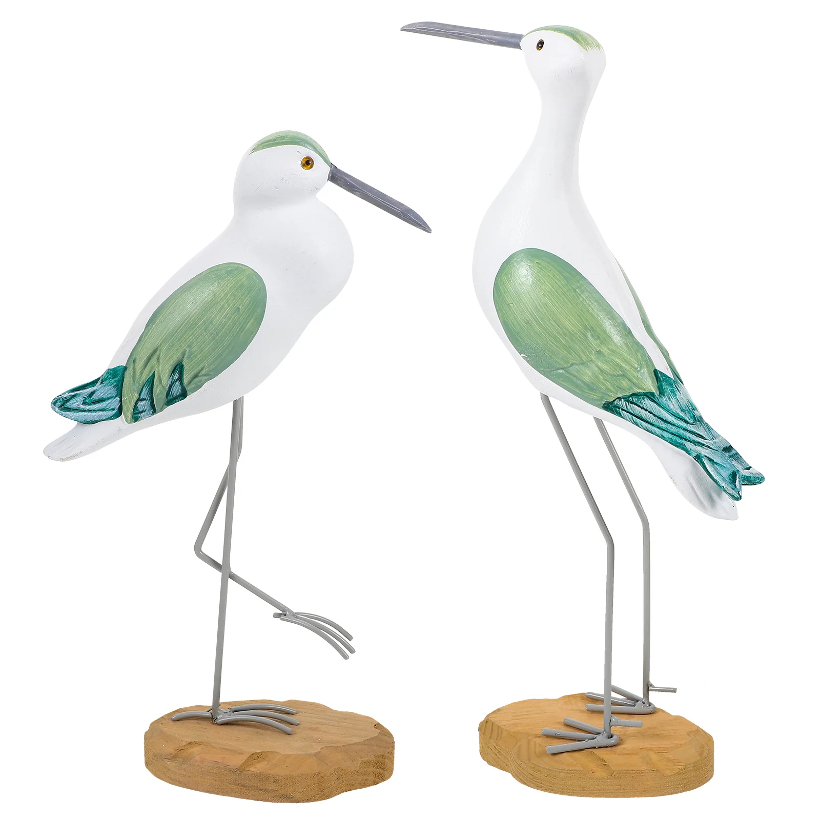 

2 Pcs Seagull Ornaments Desktop Decoration Statue Wooden Craft Dividing Line Portable Adornment Simulation Bird