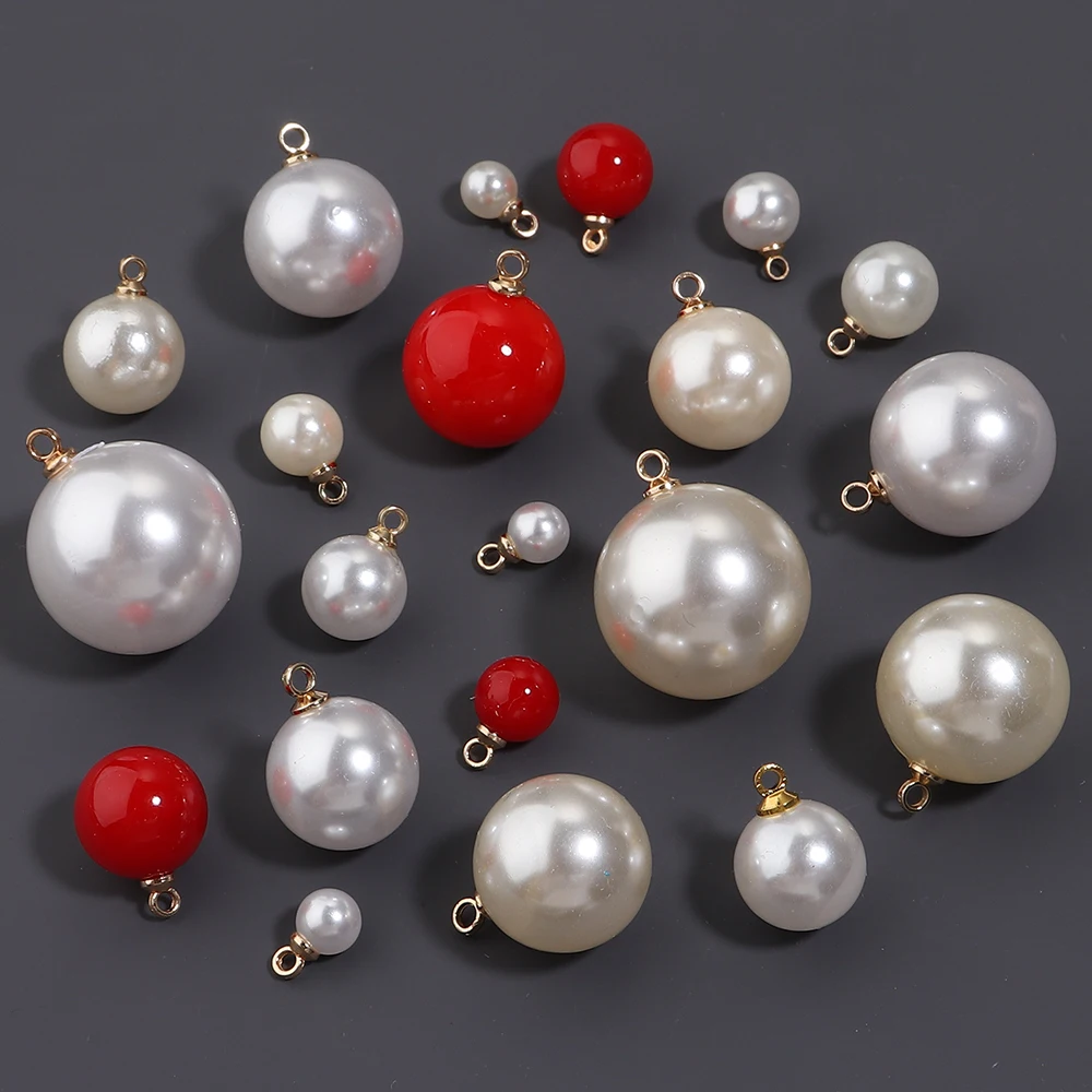 10/20 Stück 3-20mm ABS Imitationsperlen-Anhänger Runde Kugelanhänger für DIY Handgemachte Weihnachts-Ohrringe Halsketten Schmuckherstellung – Detail 2