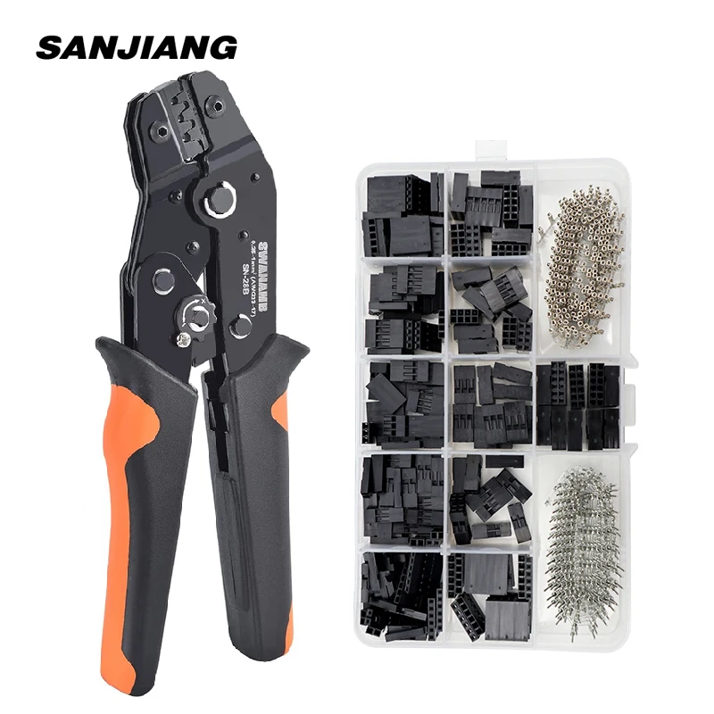 SN-28B Crimping Plier Jst Dupont Crimp Tool Set 0.25-1mm² 2.54mm Cable Jumper Wire Pin Header Housing Terminals Clamp kit