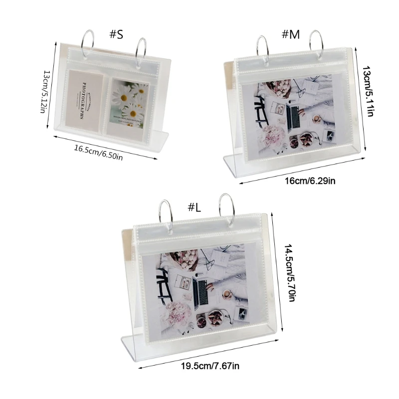 Tabletop Flip Photo Frame Photo Album 68 Pockets Desk Calendar Album Mini Poster Frame Acrylic Display Sign Holder