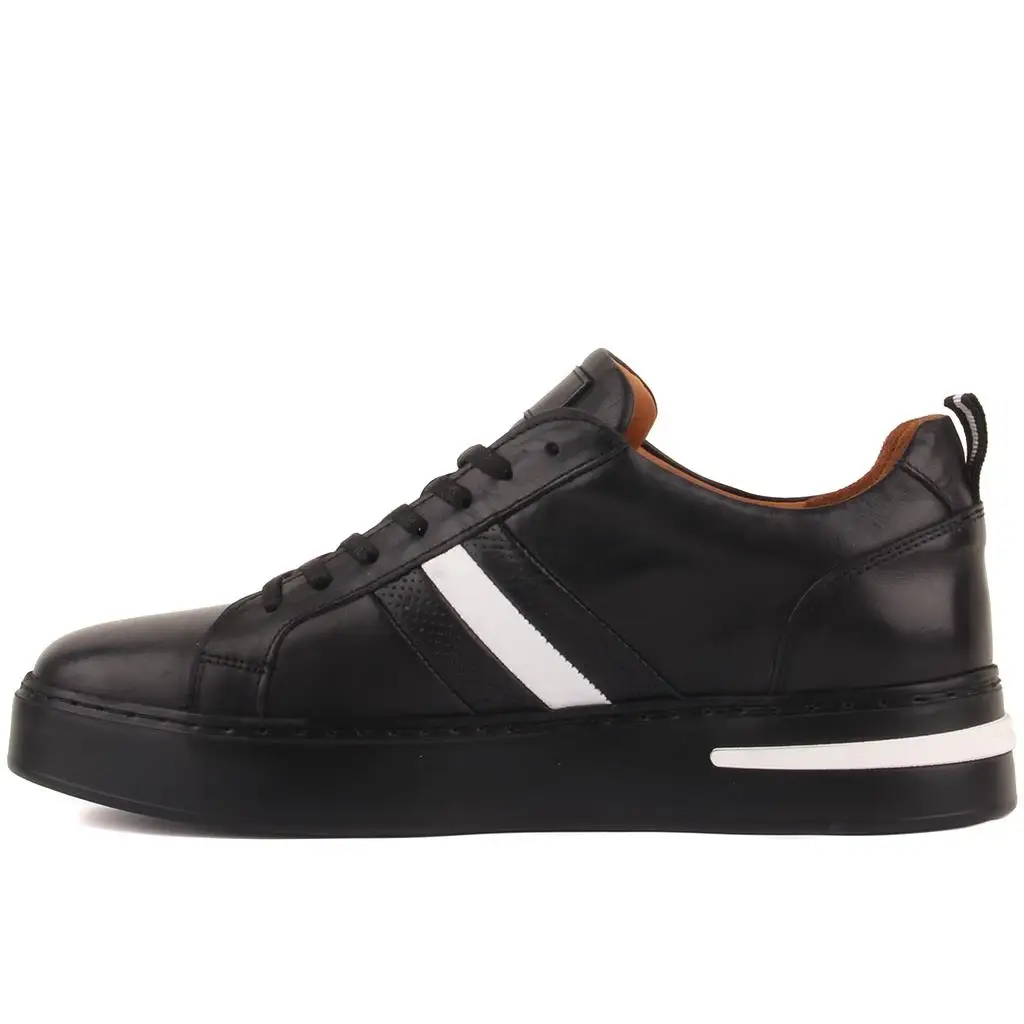 Segel Lakers-schwarzer Leder-geschnürter männlicher Sneaker