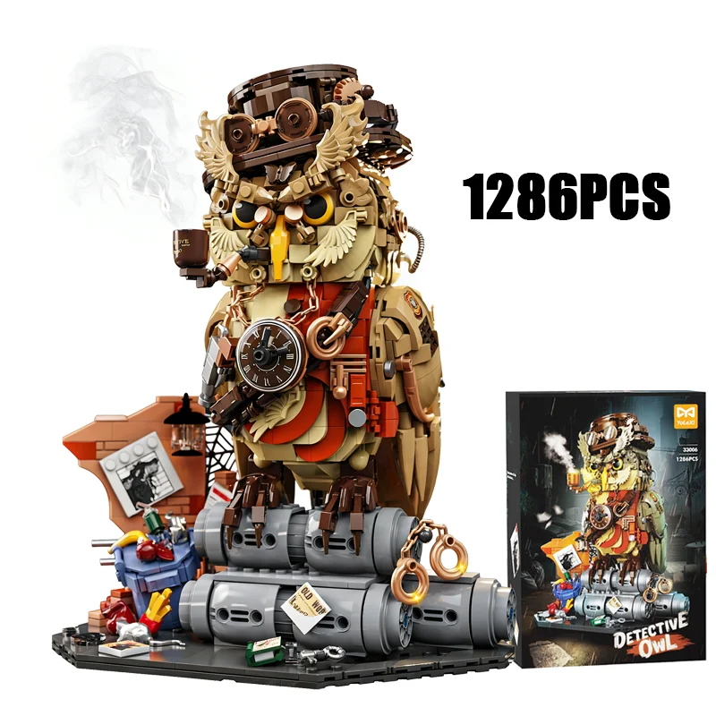 

1286PCS Creative Private Detective Owl Model Building Blocks Exquisite Ornaments Construction Bricks Toy Gift