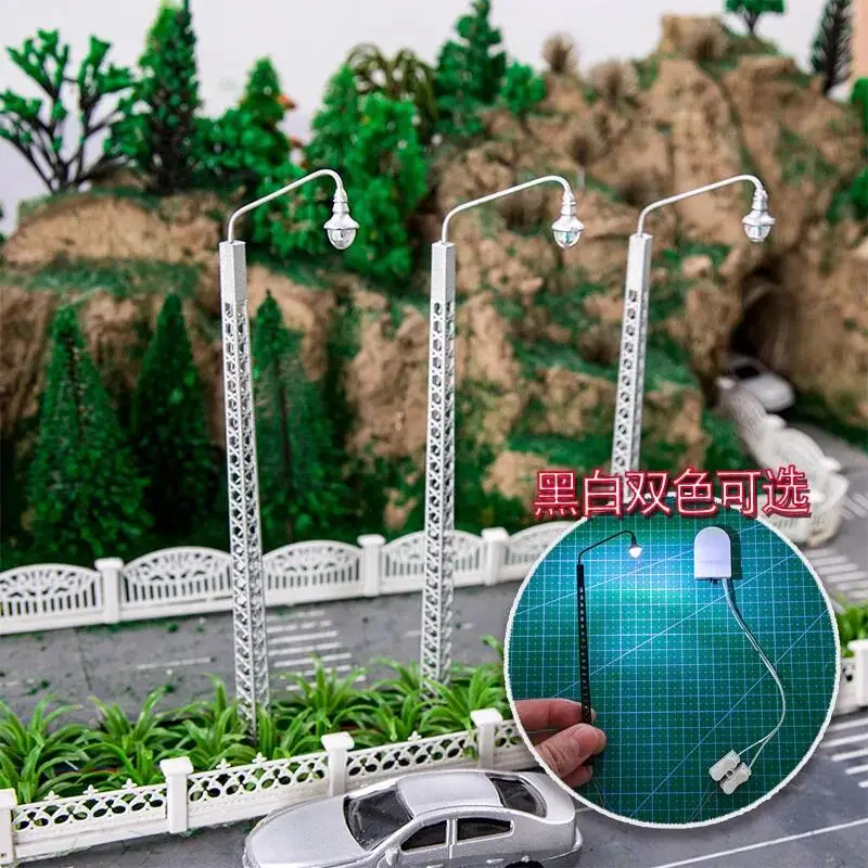 3 pçs 3v led lâmpada de rua em miniatura modelo luz ho escala trem ferroviário lâmpada diy modelo fazendo arquitetura construção para diorama