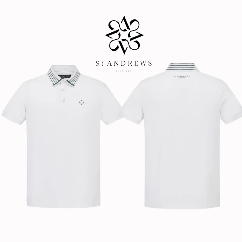 ST ANDREWS 2024 nueva ropa de Golf para hombres Casual transpirable versátil solapa Polo de manga corta