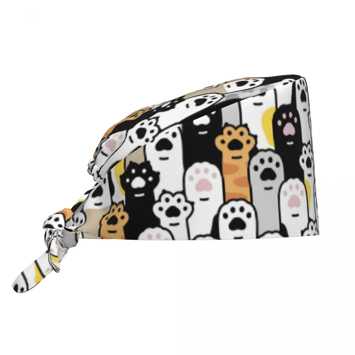 Custom Cat Paw Kitten Footprint Medical Staff Scrubs Hat Unisex Cartoon Paw Lover For Chef Hat Scrub Caps