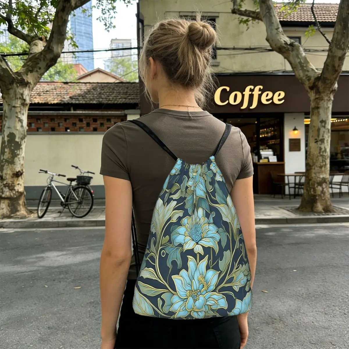 William Morris Compton Floral Pattern Backpacks Portable Drawstring Bags Sports Bag Book Bags for Man Woman Students