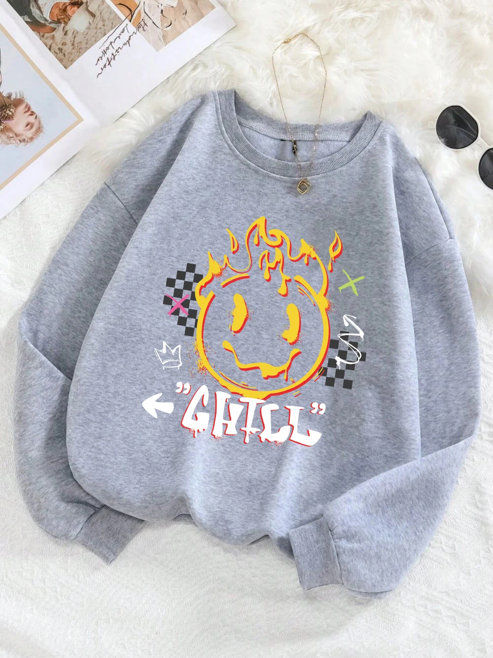 Autumn Winter Men Hoodie Kawaii Graffiti Bear Prints Sweatshirt Comfortable Crewneck Soft Pullover Street Casual Couple Clothes