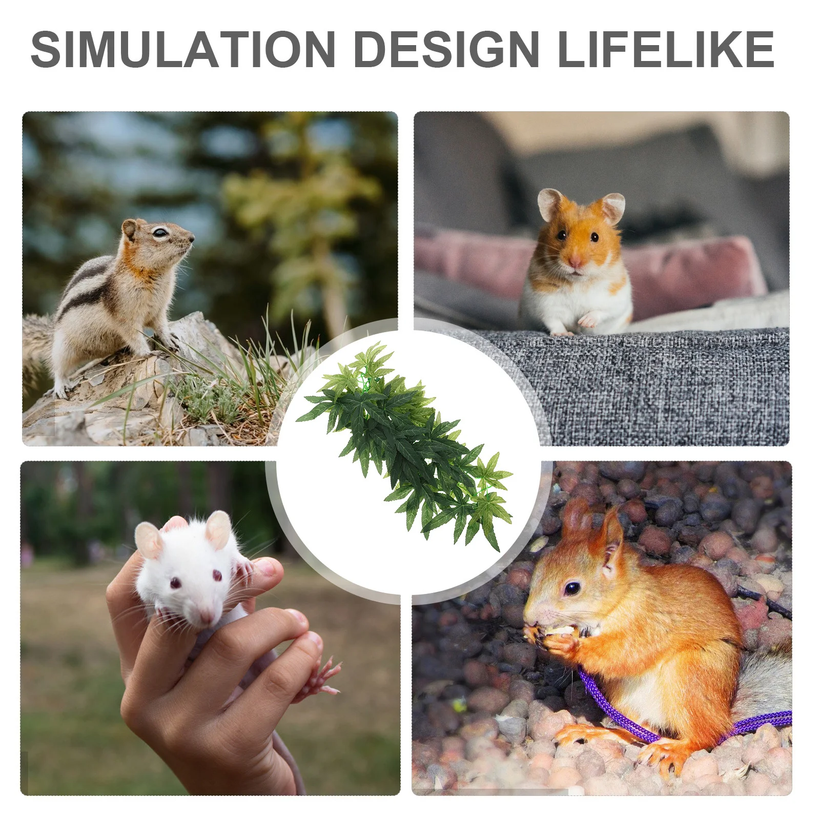 محاكاة الروطان خزان الأسماك النباتات فو حوض السمك ديكور يترك تررم الزواحف خزان الملحقات الأخضر ABS المطر ورقة محاكاة #2