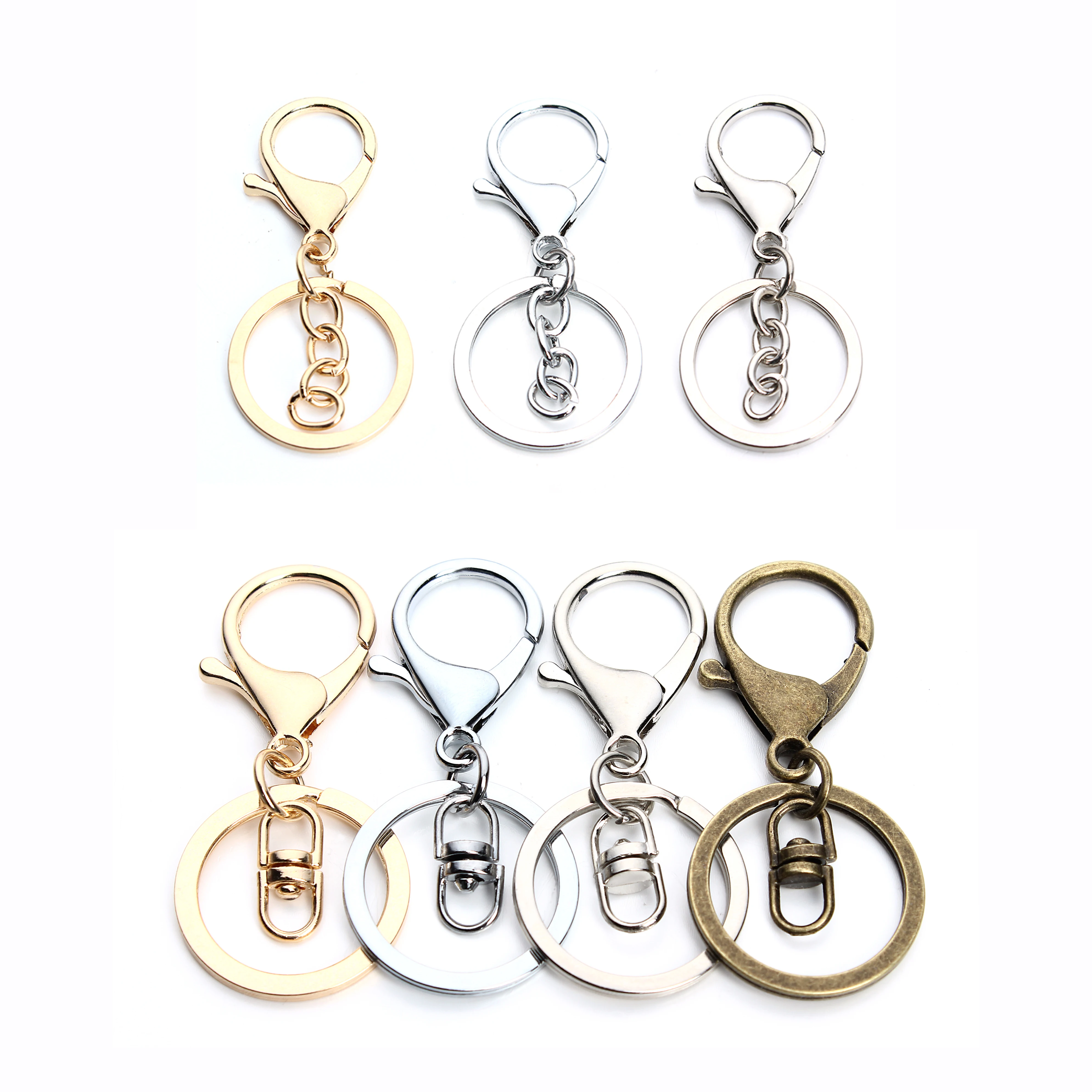 5-10pcs/lot Alloy Key Ring Lobster Clasp keychain Rhodium Charm Unisex Trendy Key Chain Buckle Jewelry Connect Finding Supplies