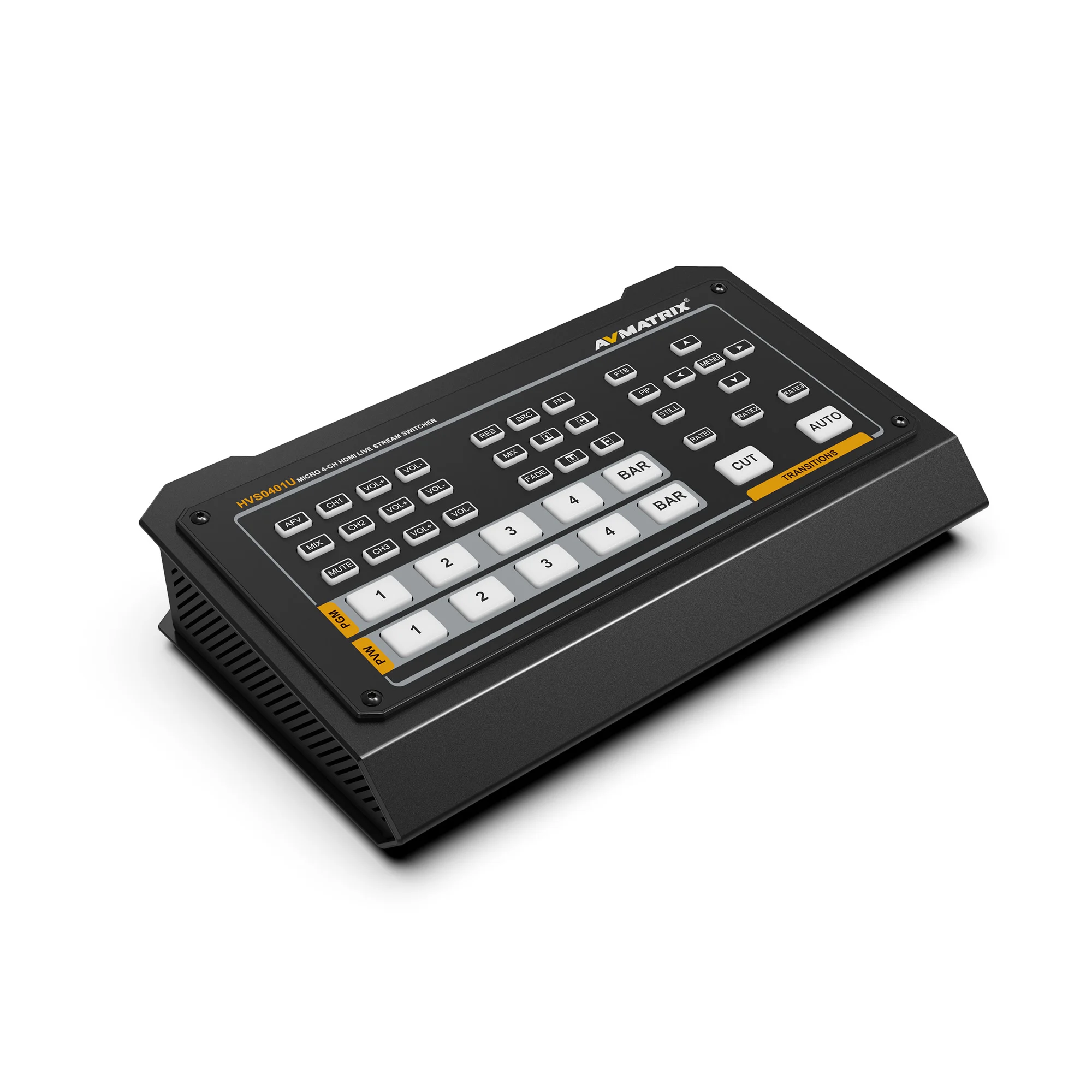 Avmatrix HVS0401U Mini Metal 4-Channel For Video & Audio Switch Live Stream Multi Camera Mixer Switcher For YouTube/Facebook