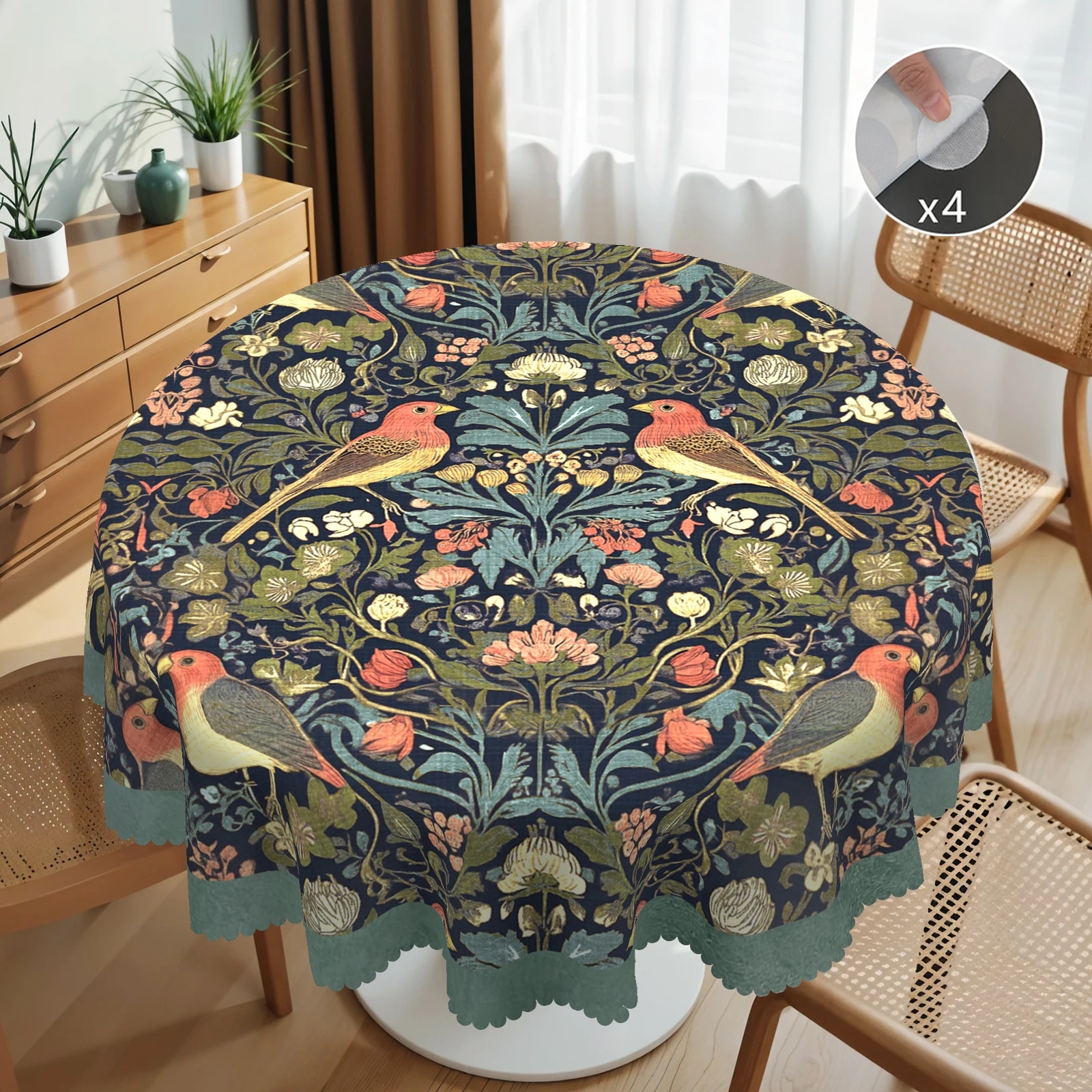 William Morris Vintage Pattern Style Tablecloth, Bright and