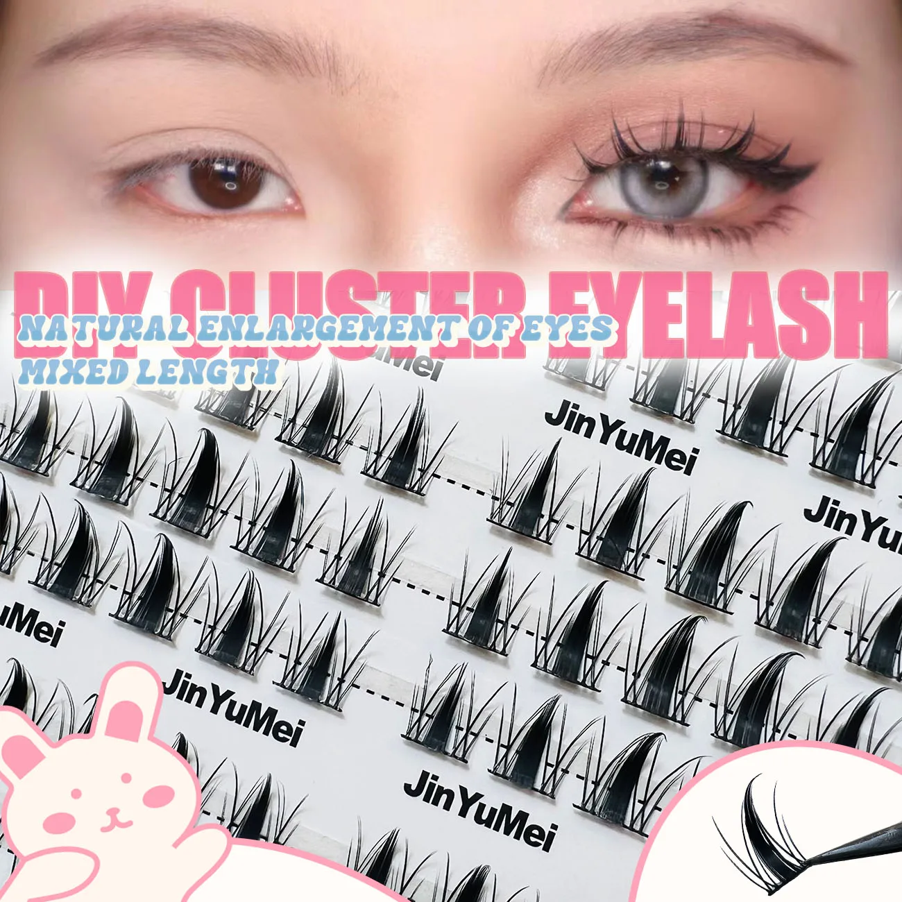 

Barbie Rabbit False Eyelashes Mixed Length Novice Friendly Thick Eyelashes Bunches For Eyelash Extension Makeup Clusters Eyelash