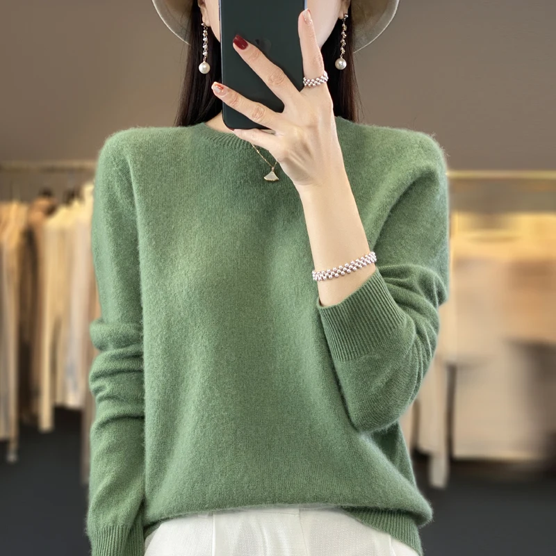 100% authentic cashmere women\'s round neck pullover sweater loose plus size sweater bottoming sweater.