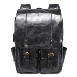 Leather backpack outdoor travel backpack top layer cowhide computer bag retro men's backpack