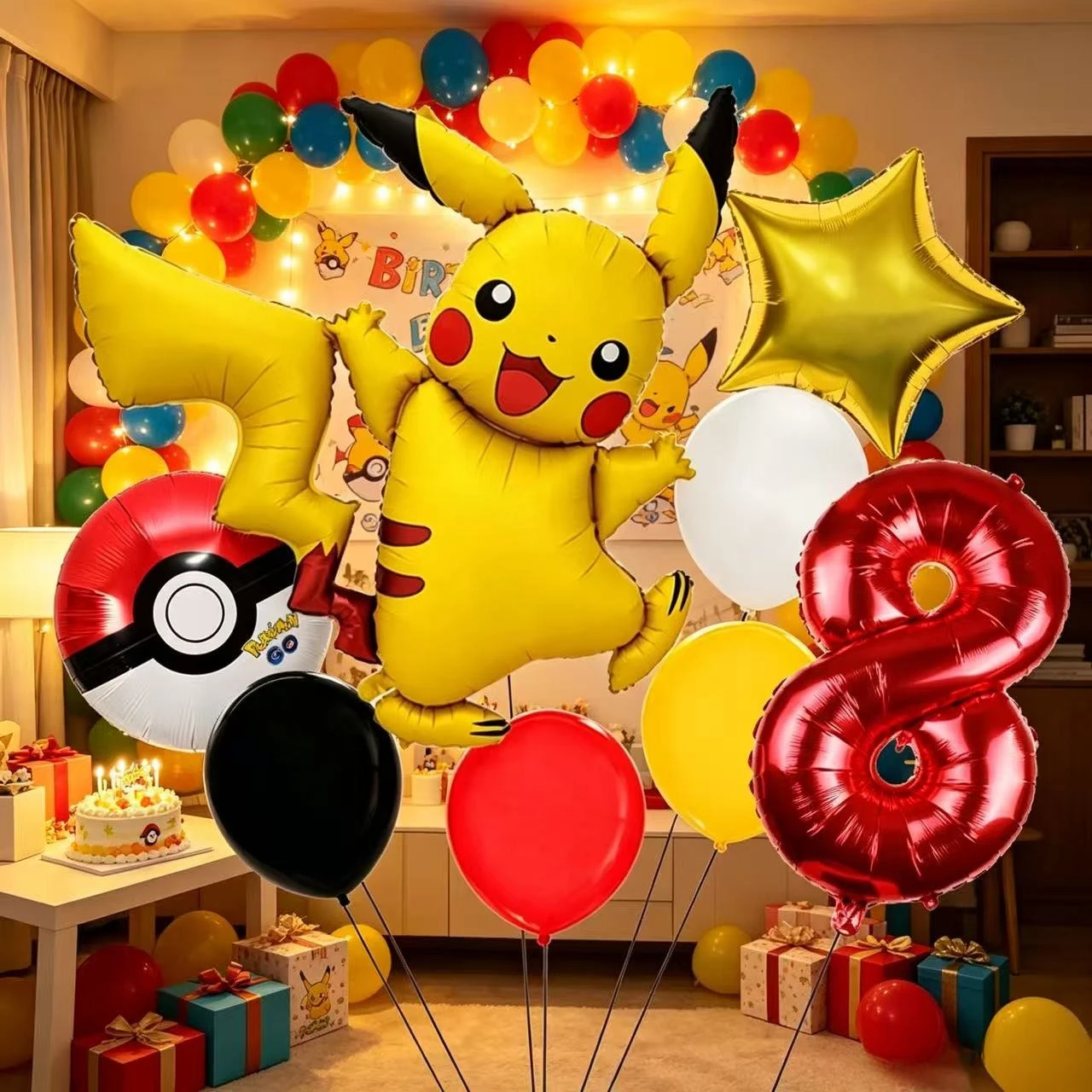 Liebliches Pikachu Ballon-Kombi-Set Geburtstagsparty Deko Ballonbogen-Kit für Kinderpartys