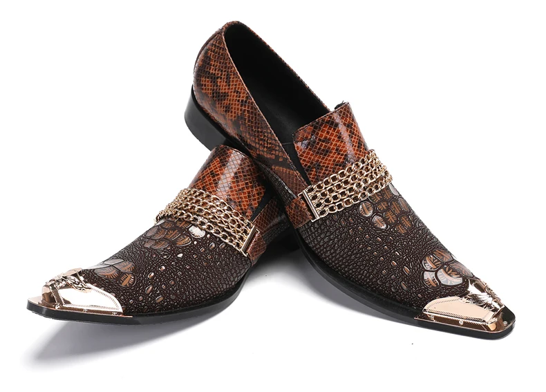 Herrenschuhe aus echtem Rindsleder mit Pythonmuster und Nadelverzierung für formelle Anlässe im Herbst, Modellausstellungen und geschäftliche Gelegenheiten. – Detail 11