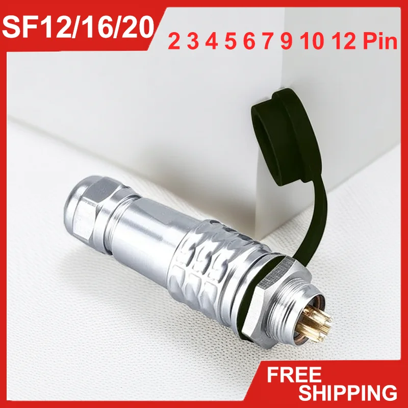 

2/5/20 Sets SF12 SF16 SF20 Aviation Panel Mount Waterproof Connector Male Socket Female Plug 2 3 4 5 6 7 9 10 12 Pin