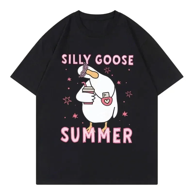 

Забавные футболки с рисунком Silly Goose Meme, женская одежда, модные футболки с короткими рукавами Y2k, летняя повседневная женская футболка