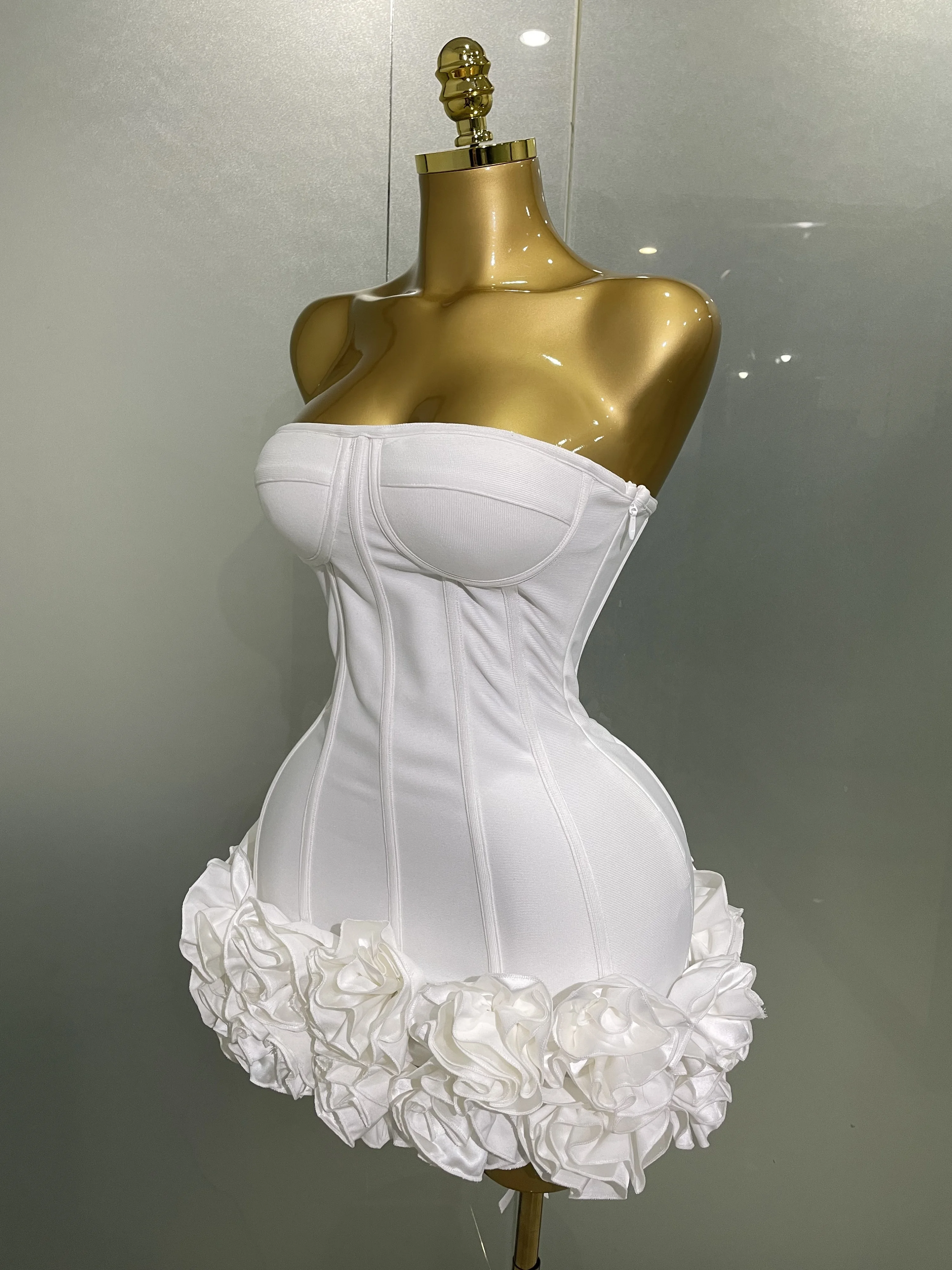 المرأة مساء ضمادة فستان حمالة Bodycon الزهور البسيطة المشاهير مثير فساتين حفلات أعياد الميلاد صورة تبادل لاطلاق النار ملهى ليلي الزي