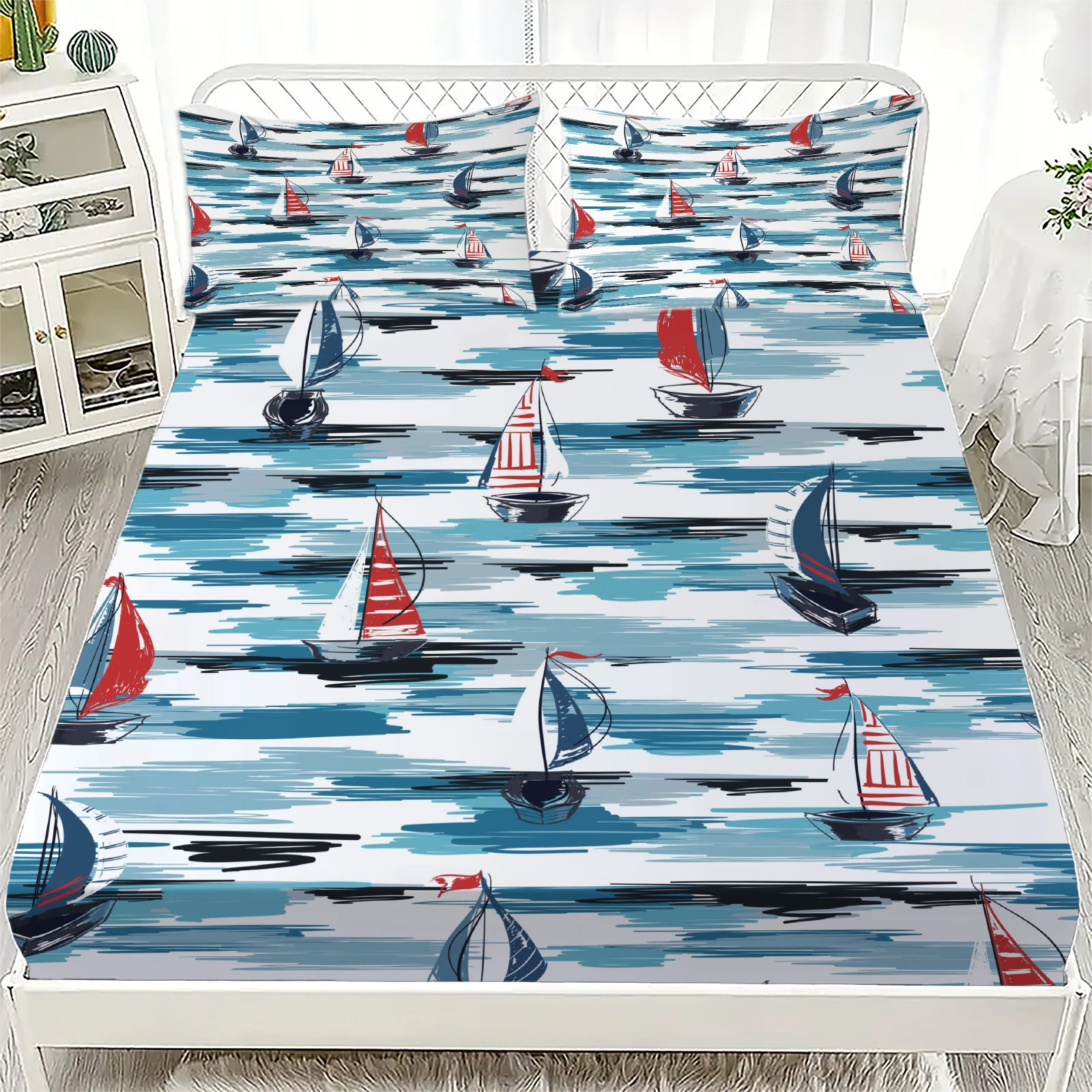 

Новый морской океанский парусник Ocean Spirit простыня King Queen одноразмерный комплект простыней с наволочкой подарок для мальчиков-подростков