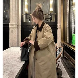 Mid Length Cotton Jacket for Women Korean Popular Khaki Parkas Loose Casual Quilted Coats Female Clothing 2024 Winter New