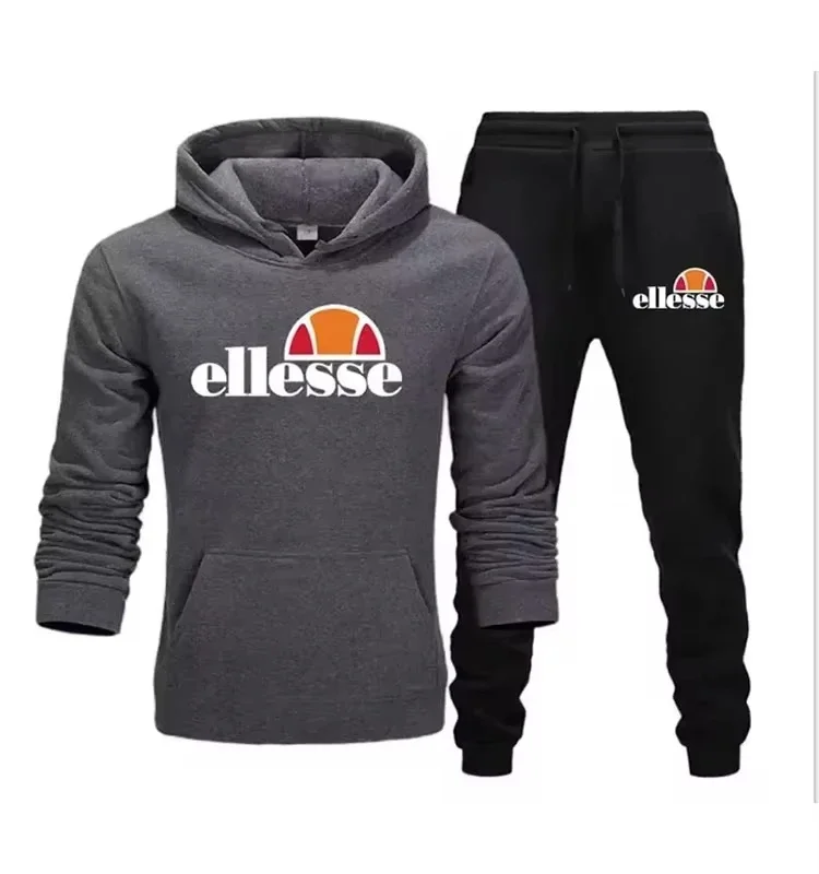 Conjunto de Sudadera con Capucha y Pantalones Joggers Ellesse Vintage con Logo, Estilo Urbano, Manga Larga, Puños Elásticos, para Hombre, 2026