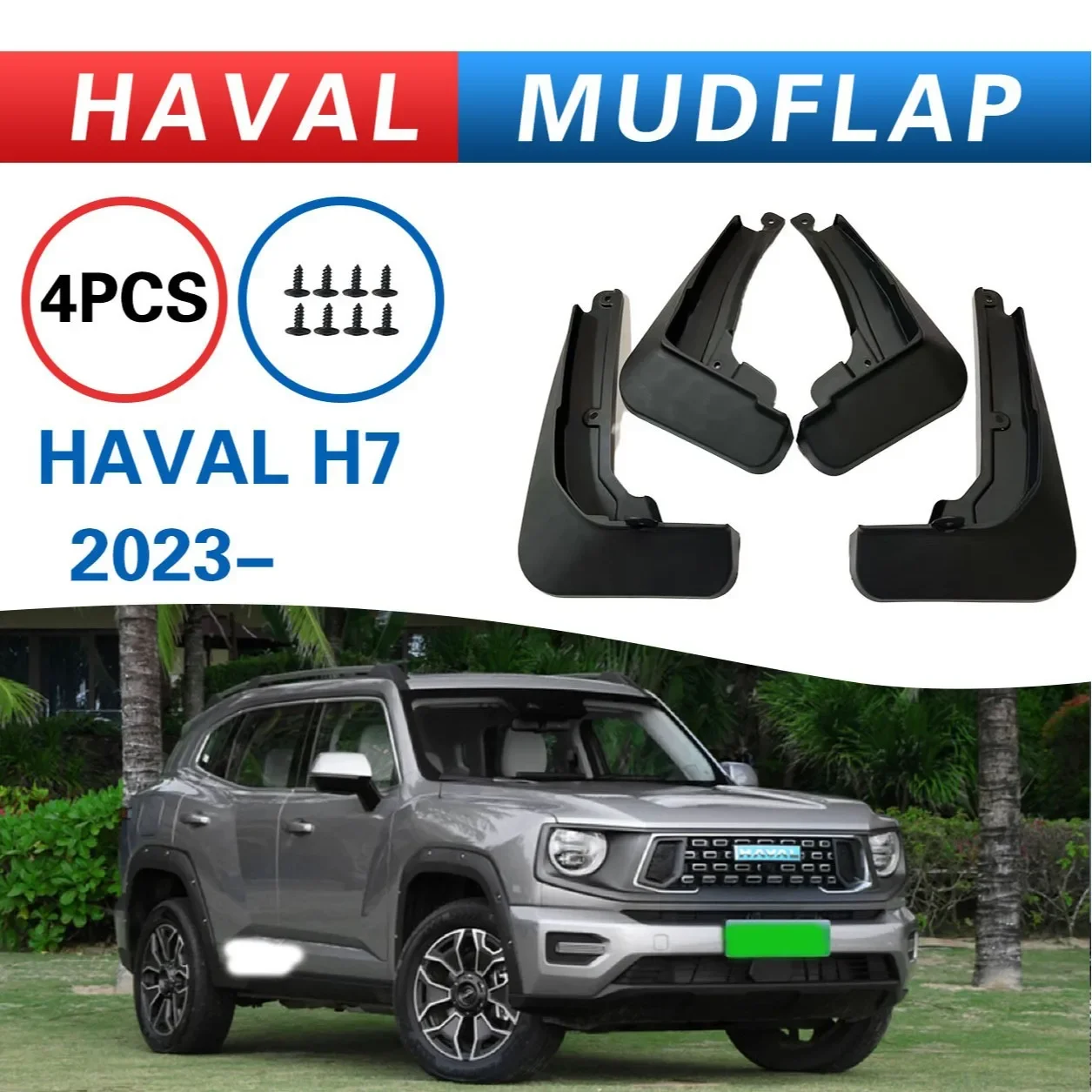 

For HAVAL H7 2024 mudguard, Splash proof mudguard, front and rear wheel fender No-drill accessories for front and rear wheels