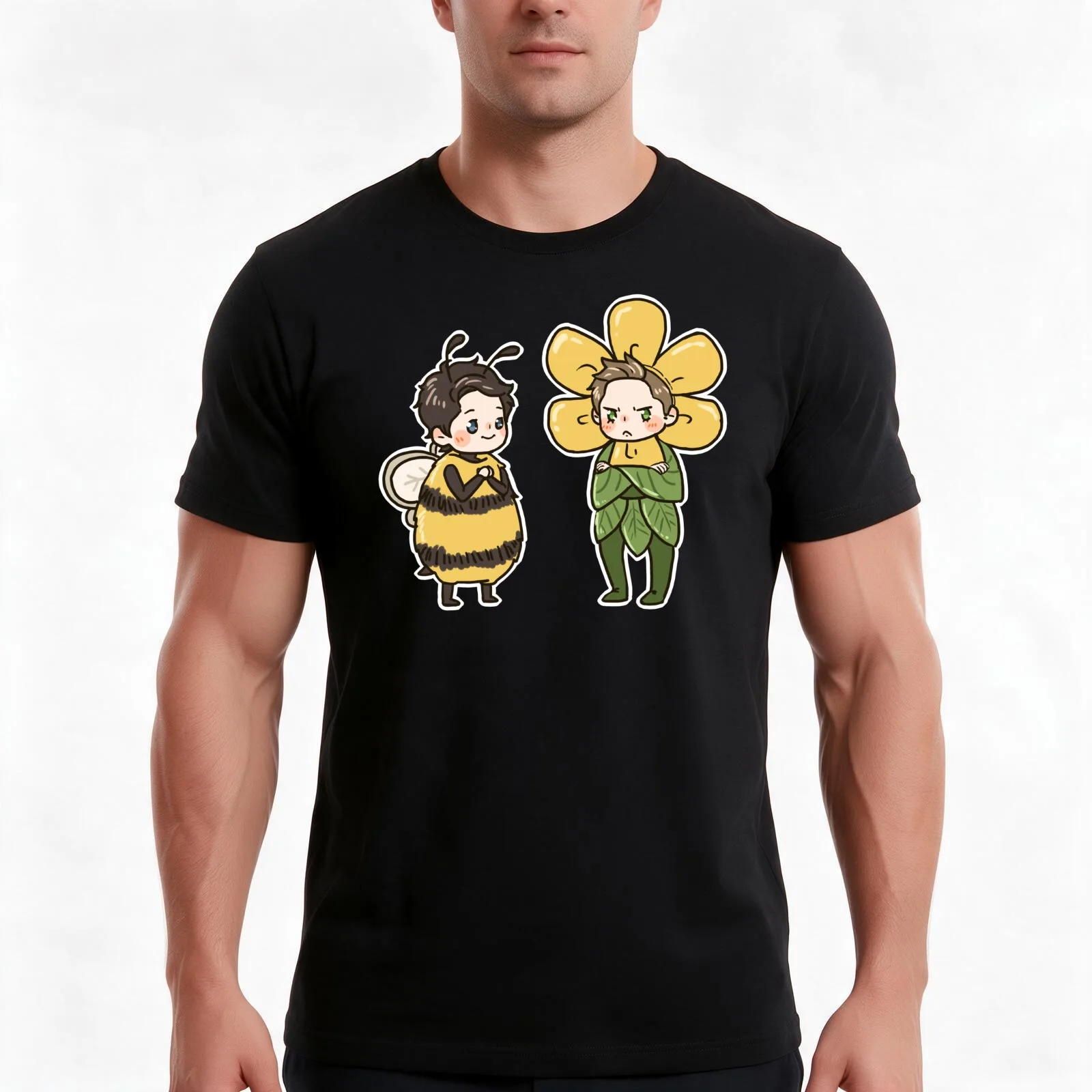 Bee and Flower T-Shirt, Summer Casual Cotton Tee, Oversized Streetwear Tops, Vintage Graphic Print, Loose Fit Short Sleeve
