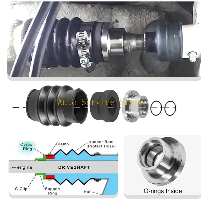 Carbon Seal Drive Line Rebuild Repair Kit & Boot for Sea-Doo 951 800 787 720 717 3D LRV XP 272-000-041 272-000-184