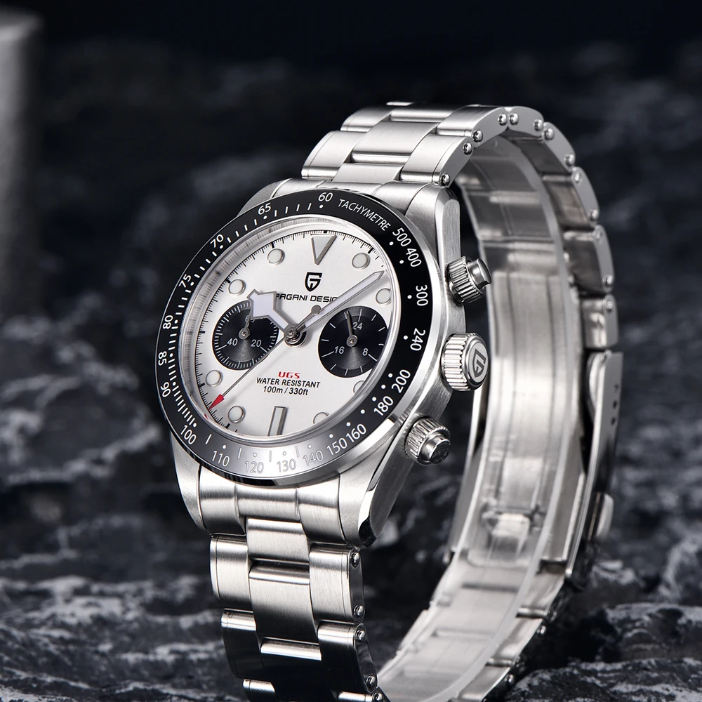 2025 جديد ساعات رجالية تصميم باجاني فاخر ريترو كوارتز ساعات المعصم السيراميك الحافة كرونوغراف AR الياقوت مرآة ساعة للرجل