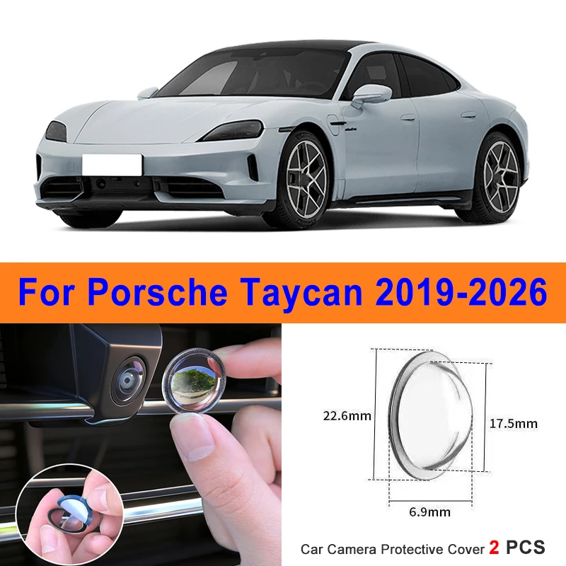 360 Reverse Image Car Camera Cover Anti-Scratch PC Lens Protector Stickers For Porsche Taycan 2019-2026 2Pcs