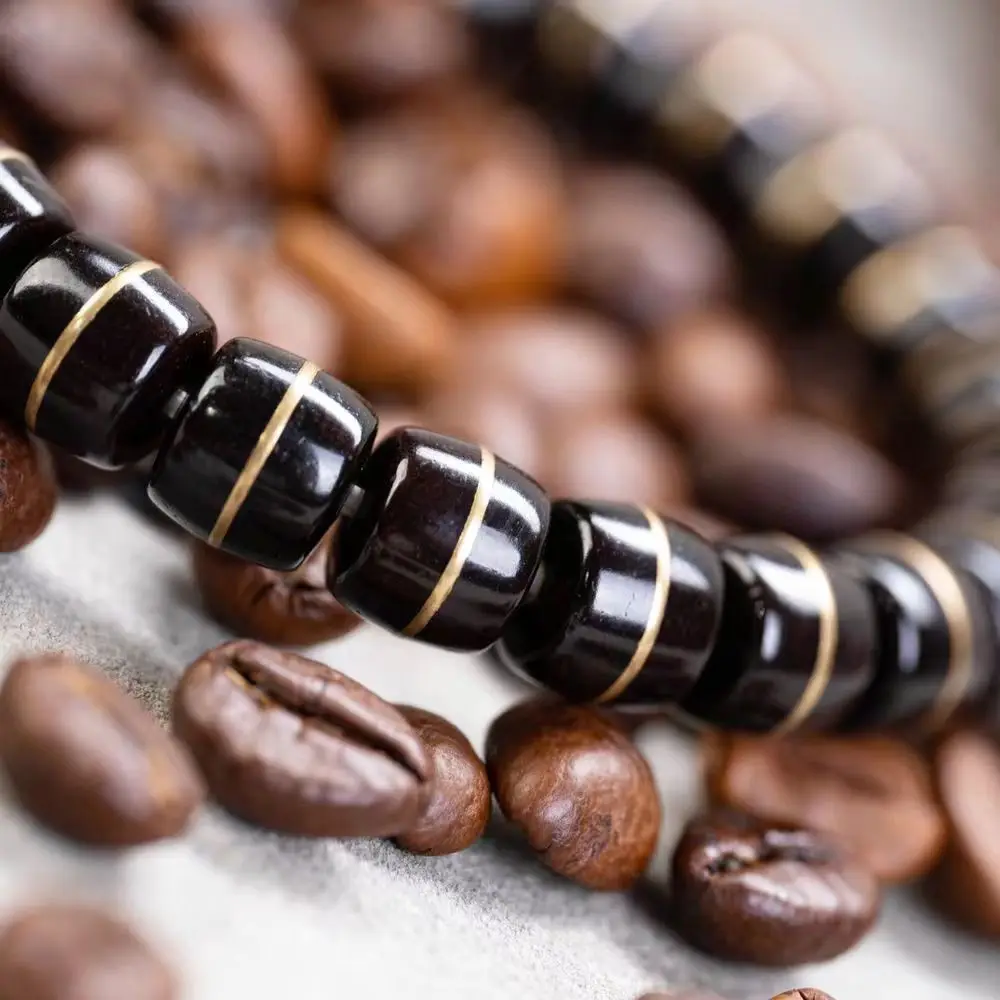 Indonesian Old Material Coconut Tie Handstring Pharmacist Single Circle Straight Cut Black Gold Coconut Tie with Copper High Oil